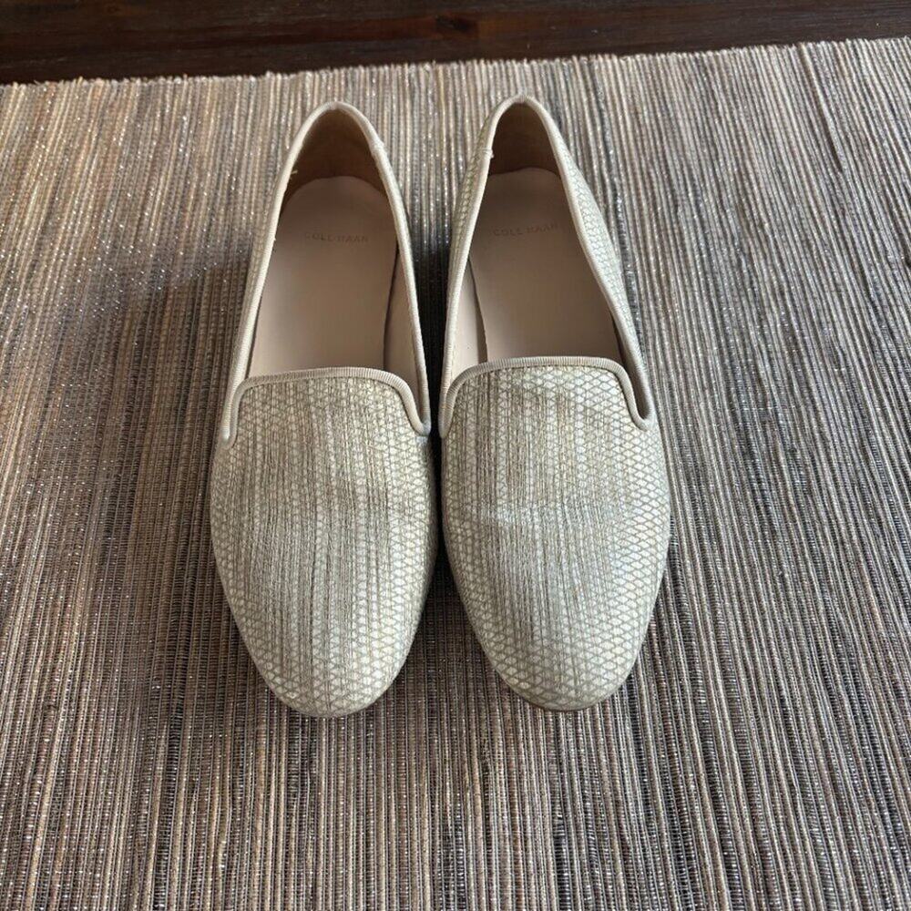 COLE HAAN | Women's Sabrina Loafer II Woven Cream Texture Size 8.5B